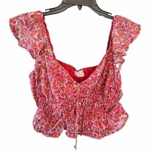 NWT - Floral Ruffled Crop Top